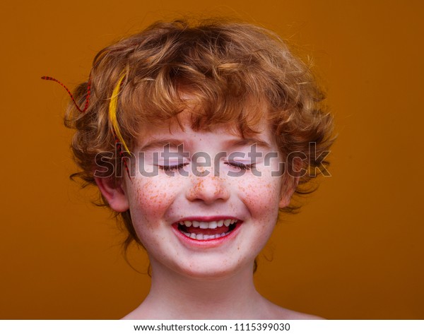 Portrait Funny Little Child Orange Hair Stock Photo Edit Now