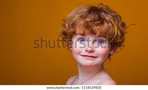 Portrait Funny Little Child Orange Hair Stock Photo Edit Now