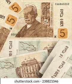 Portrait Of Georgian Author Ivane Javakhishvili On Georgian Lari Banknotes - GEL, The Official Currency Of Georgia