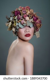 Portrait Of Girl With Dried Flower Crown