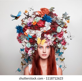 Portrait Of Girl With Flower Crown