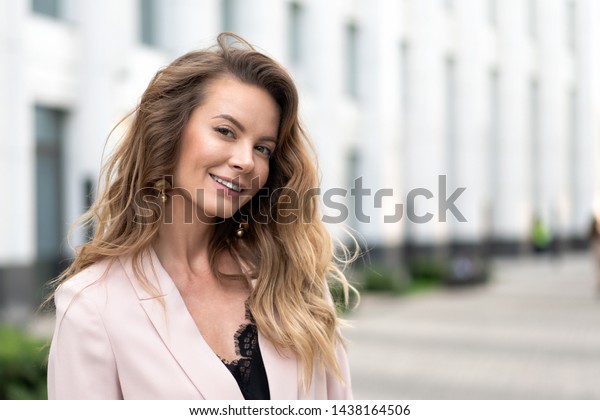 Portrait Girl Long Wavy Hair Very People Beauty Fashion Stock Image