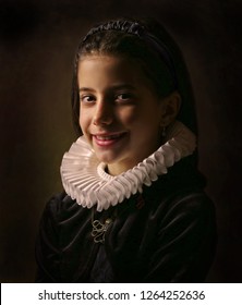 Portrait Of Girl With Ruff Collar.