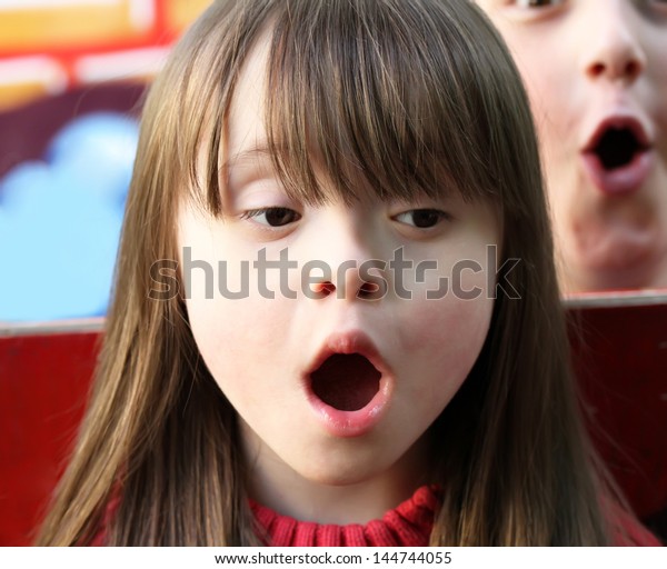 Portrait Girl Singing On Playground Stock Photo (Edit Now) 144744055