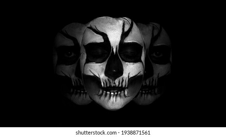 Portrait of a girl in skull makeup - Shutterstock ID 1938871561