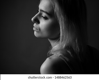 Portrait Girl Studio Black White Profile Stock Photo 1488462563 ...