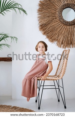 Similar – Image, Stock Photo happy kid girl relaxing in new house.