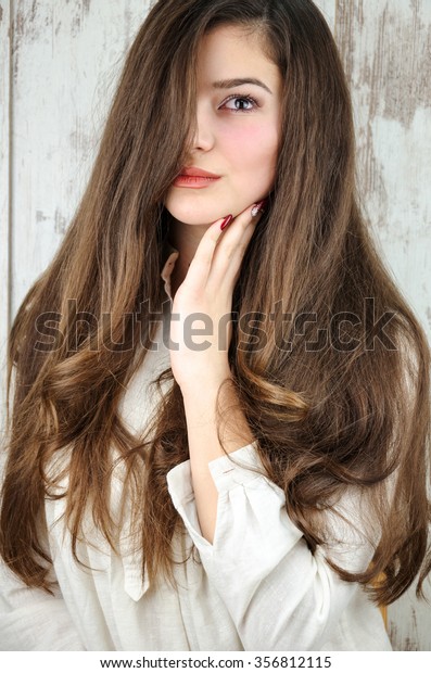 Portrait Girls Long Thick Hair Royalty Free Stock Image