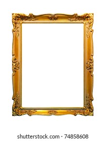 Portrait Golden Frame Isolated Included Clipping Path