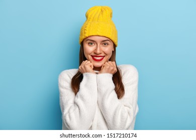 Portrait Good Looking Woman Looks Positively Stock Photo 1517210174 ...