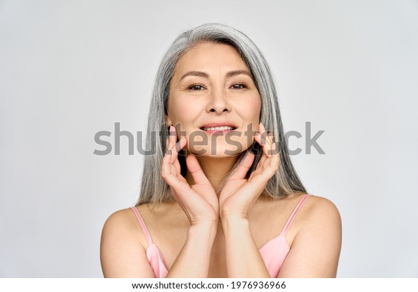 Portrait Of Gorgeous Beautiful Middle Aged Mature Asian Woman Senior