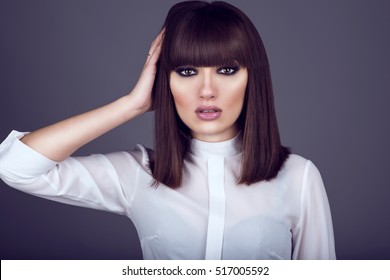 Bang Hairstyle Images Stock Photos Vectors Shutterstock