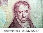 A portrait of the Greek scholar Adamantios Korais or Koraïs from the reverse side of 100 one hundred Greek Drachmas Drachmai banknote currency issued 1978 in Greece, old Greek money, vintage retro