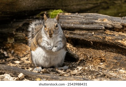 Portrait of a grey squirrel sciurus carolinensis in autumn, UK.