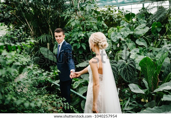 Portrait Groom Wedding Suit Bride Dress Stock Photo Edit Now