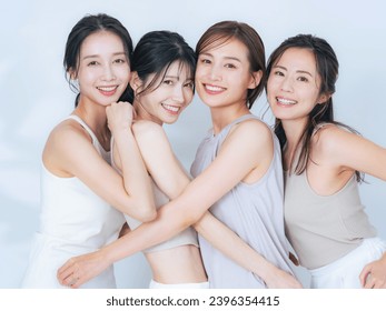 Portrait of group of middle aged Asian women with natural color clothes. Skin care. Cosmetics. Anti-aging. - Powered by Shutterstock