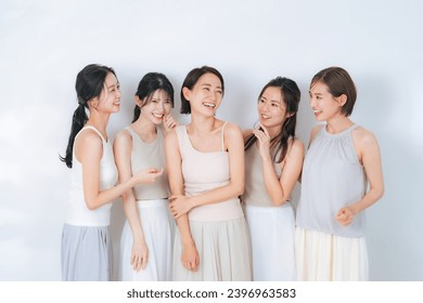 Portrait of group of middle aged Asian women with natural color clothes. Skin care. Cosmetics. Anti-aging. - Powered by Shutterstock