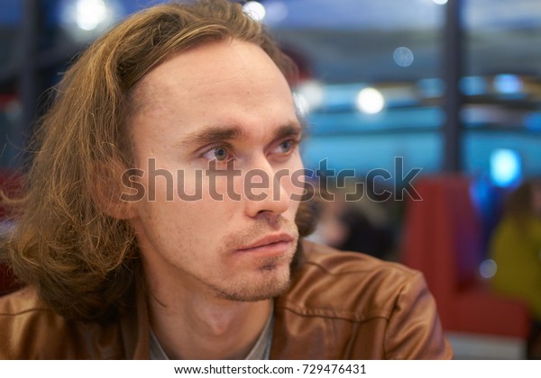 Portrait Guy Long Curly Hair Curly Stock Photo Edit Now