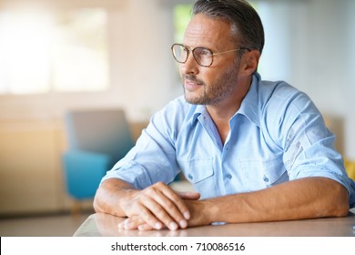 Portrait Handsome 45yearold Man Eyeglasses Stock Photo (Edit Now) 710081317