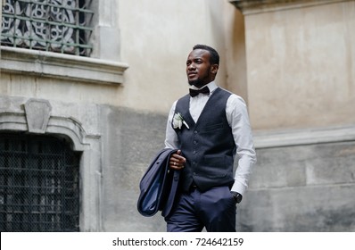 Portrait Of Handsome African American Groom