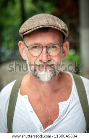 Similar – Beautiful smile | Summery, friendly portrait of a man with a hat| UT Dresden