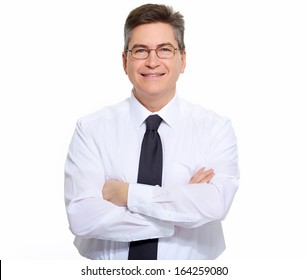 Portrait Of Handsome Businessman Isolated On White Background.