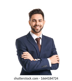 Portrait of handsome businessman on white background - Shutterstock ID 1664184724