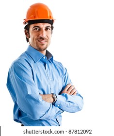 Portrait Of An Handsome Engineer Isolated On White