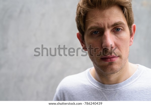 Portrait Handsome Man Blond Hair Against Stock Photo Edit Now