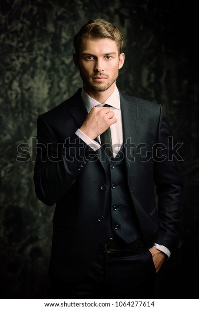 Portrait Handsome Man Elegant Suit On Stock Photo 1064277614 | Shutterstock