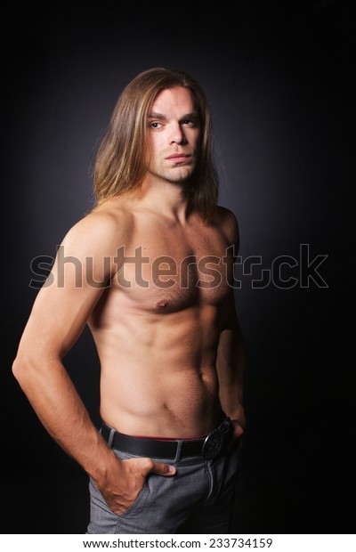 Portrait Handsome Man Long Hair Torso Stock Photo Edit Now 233734159