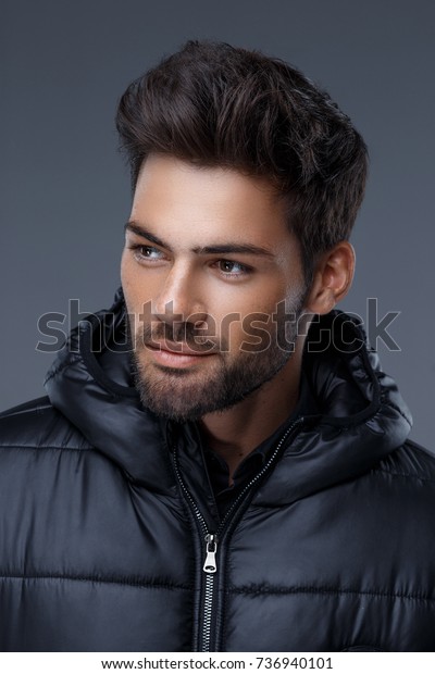 Portrait Handsome Man Trendy Haircut Black Stock Photo Edit Now