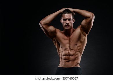 Portrait Handsome Muscular Bodybuilder Posing Over Stock Photo ...