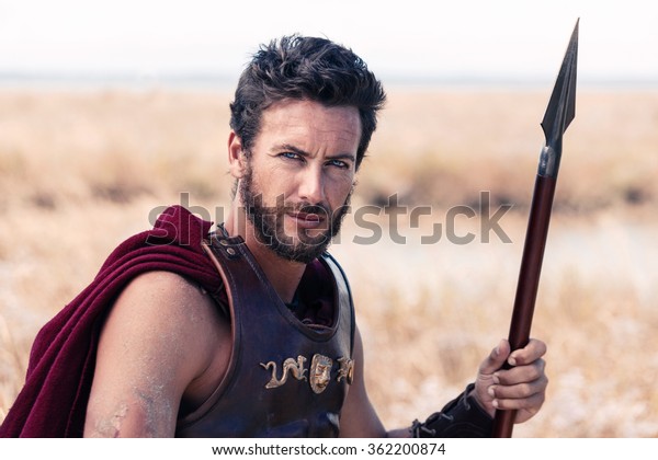 Portrait Handsome Proud Ancient Warrior Armor Stock Photo 362200874 ...