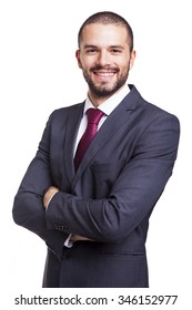 Portrait Of A Handsome Smiling Business Man, Isolated On White Background