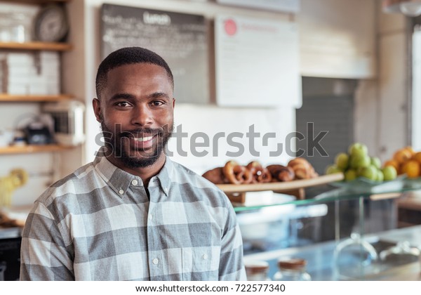 Portrait Handsome Young African Entrepreneur Smiling Stock Photo 