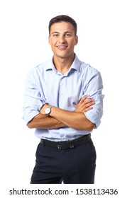 Portrait Of Handsome Young Businessman On White Background