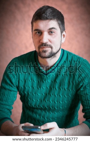 Similar – Cute man smiling with a hat