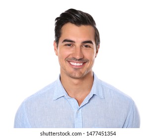 Portrait Of Handsome Young Man On White Background