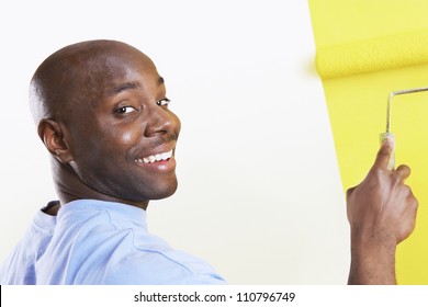 Portrait Happy African American Man Painting Stock Photo 110796749 ...