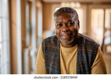 Portrait Of Happy African American Senior Man At Retirement Community Looking At Camera. 