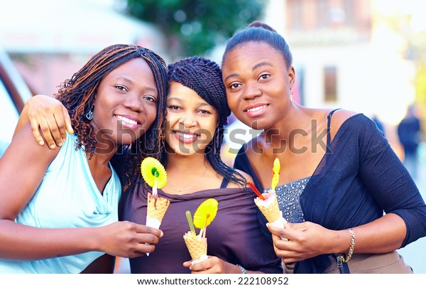Portrait Happy African Friends Ice Cream Stock Photo 222108952 ...