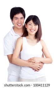 Portrait Of Happy Asian Couple Isolated On White Background.