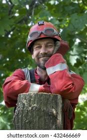 Portrait Of A Happy Bearded Russian Arborist