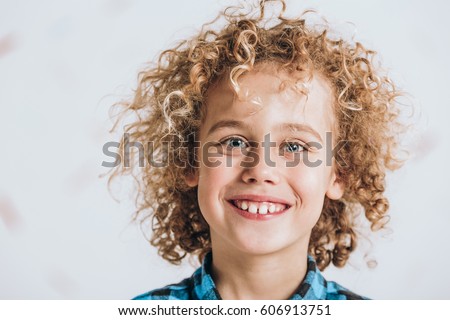 Similar – Image, Stock Photo Funny blond kid with long hair