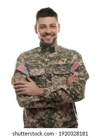 Portrait Of Happy Cadet Isolated On White