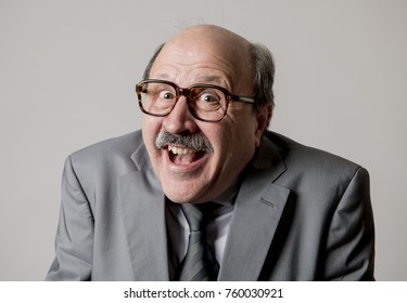 Portrait Of Happy And Cheerful Senior Mature 60s Business Man Smiling Wearing Dressing Formal Necktie Looking Cheerful And Excited Isolated On Grey Background 