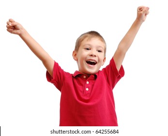 Portrait Of Happy Child Isolated On White Background