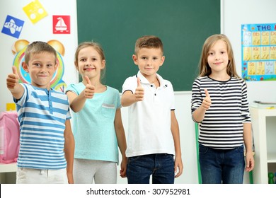 Portrait Happy Classmates Looking Camera Classroom Stock Photo (Edit ...