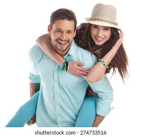 Portrait Of Happy Couple Isolated On White Background. 